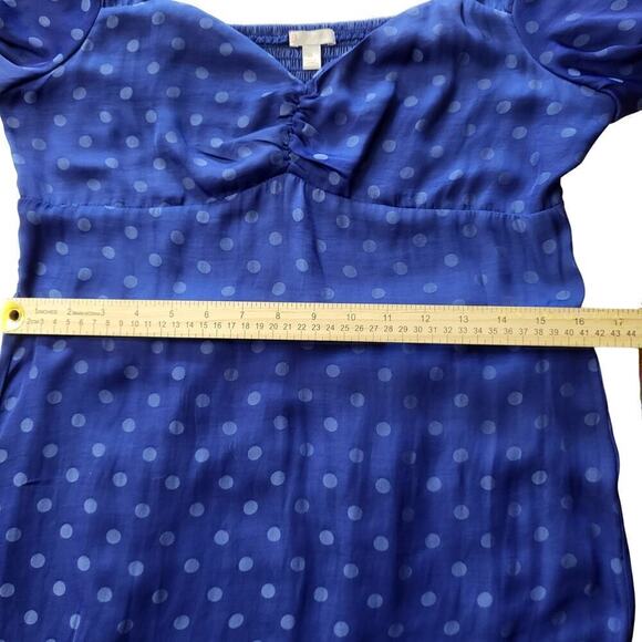 GIANNI BINI Polka Dot Short Sleeve Ruched Satin Midi Dress XL - Picture 12 of 12